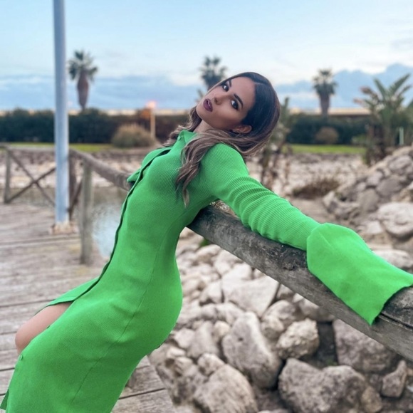 Yasshirta Elegant Green Knit Dress - Picture 3 of 6